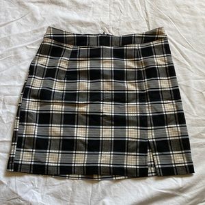 Love Tree Plaid High Waisted Skirt